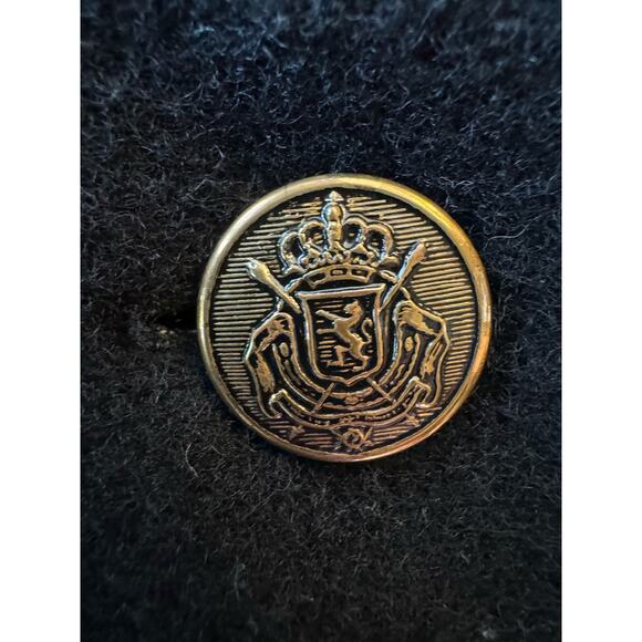 Vintage Donna Frederlcks black no collar 4 gold button Coat size small * - Picture 13 of 16